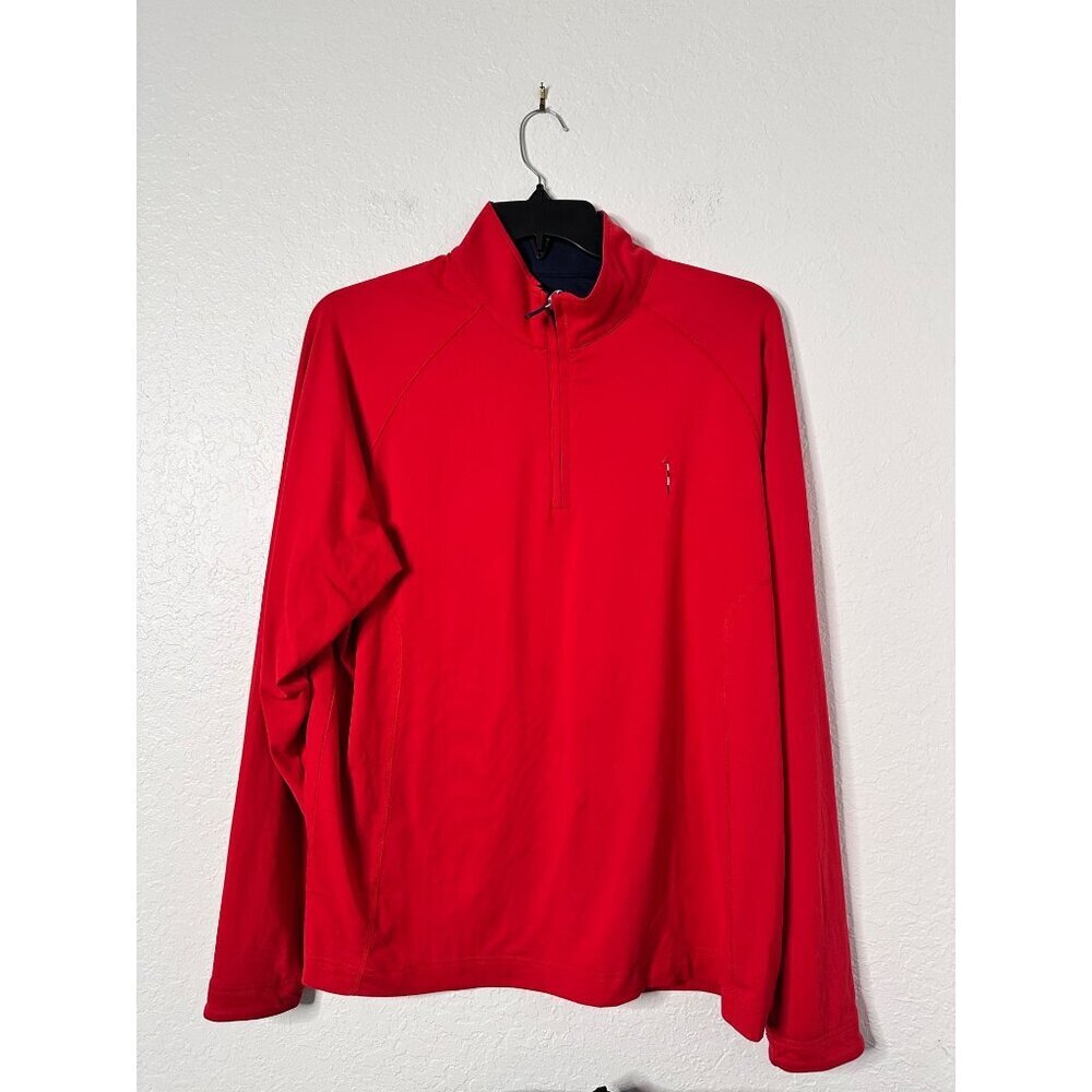 F&G Mens Red Quarter-Zip Pullover Jacket Size L With Embroidered Golf‎ Club Logo